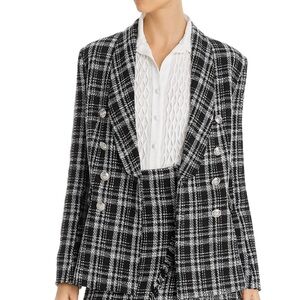 Aqua Black and White Checkered Blazer